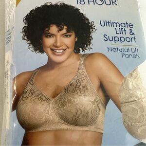Playtex 18 Hour Ultimate Lift And Support Wire Free Tag Free Bra 4745 46C Nude